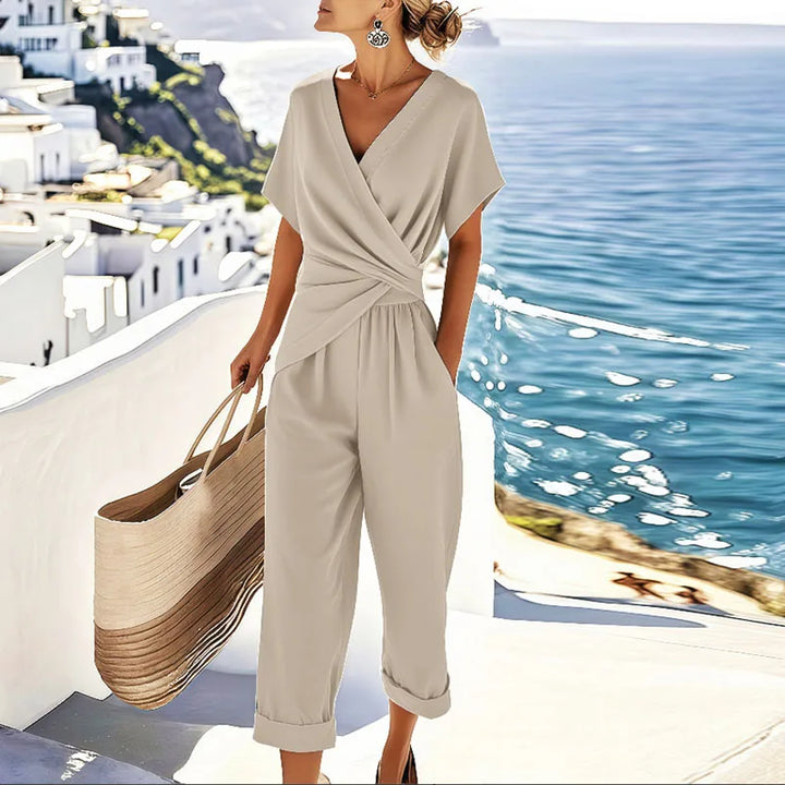 Amber – Draped Waist Wide-Leg Jumpsuit