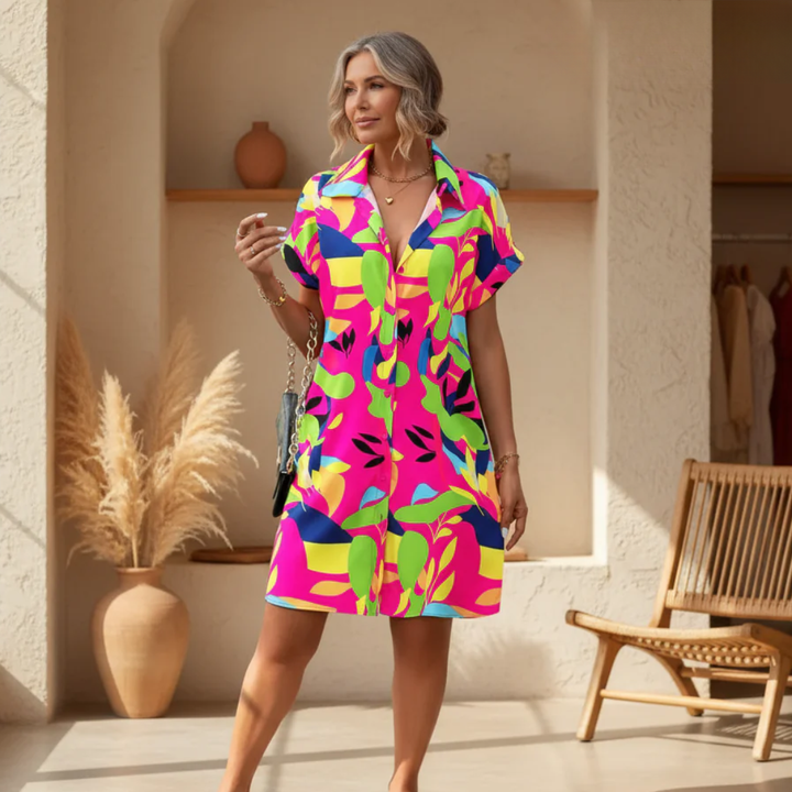 Tiana - Printed Button Down Dress